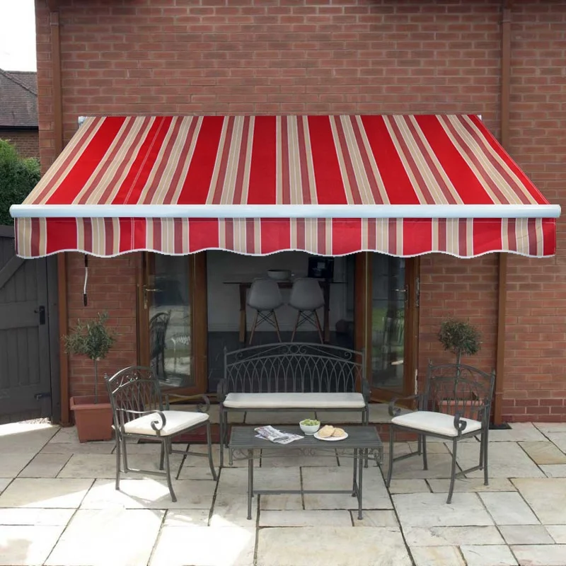 Manual Rain Shelter Cover Awning Aluminum Folding Arm Retractable Awnings  Outdoor