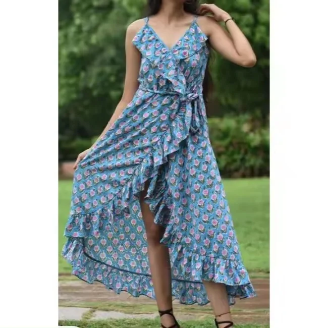High Quality Korean Summer Cotton Women Dress Woven Breathable Loose Daily Style Customizable Logo Beach Occasions