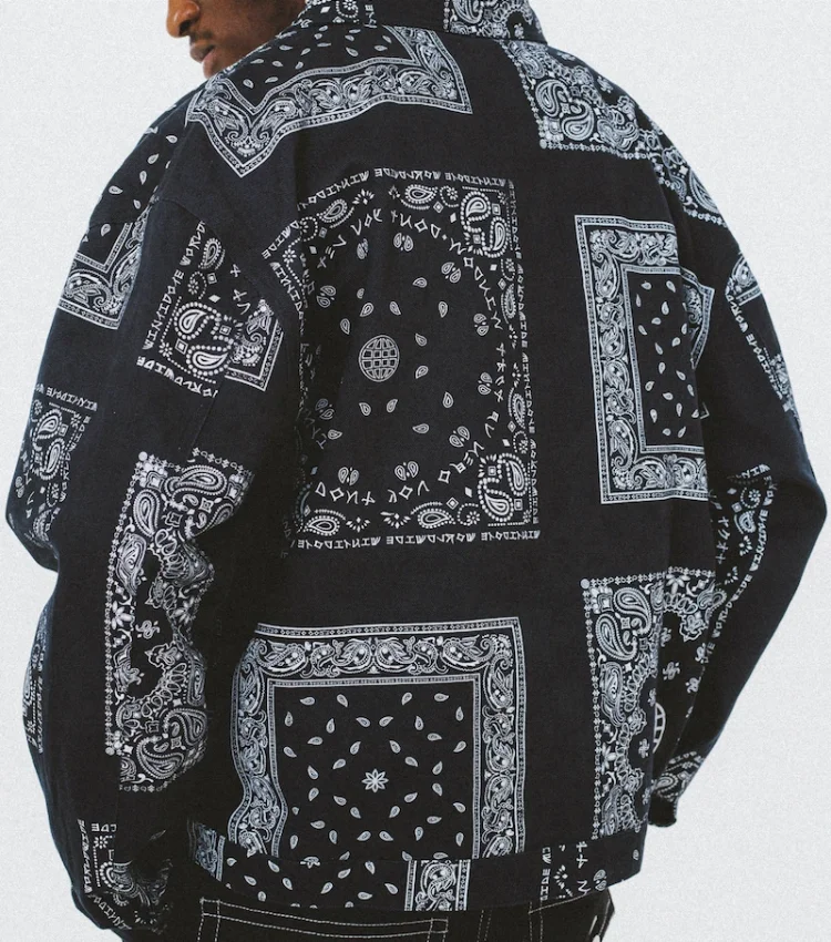 New 2021 Fashion Apparel factory OEM street wear custom paisley denim jacket for men