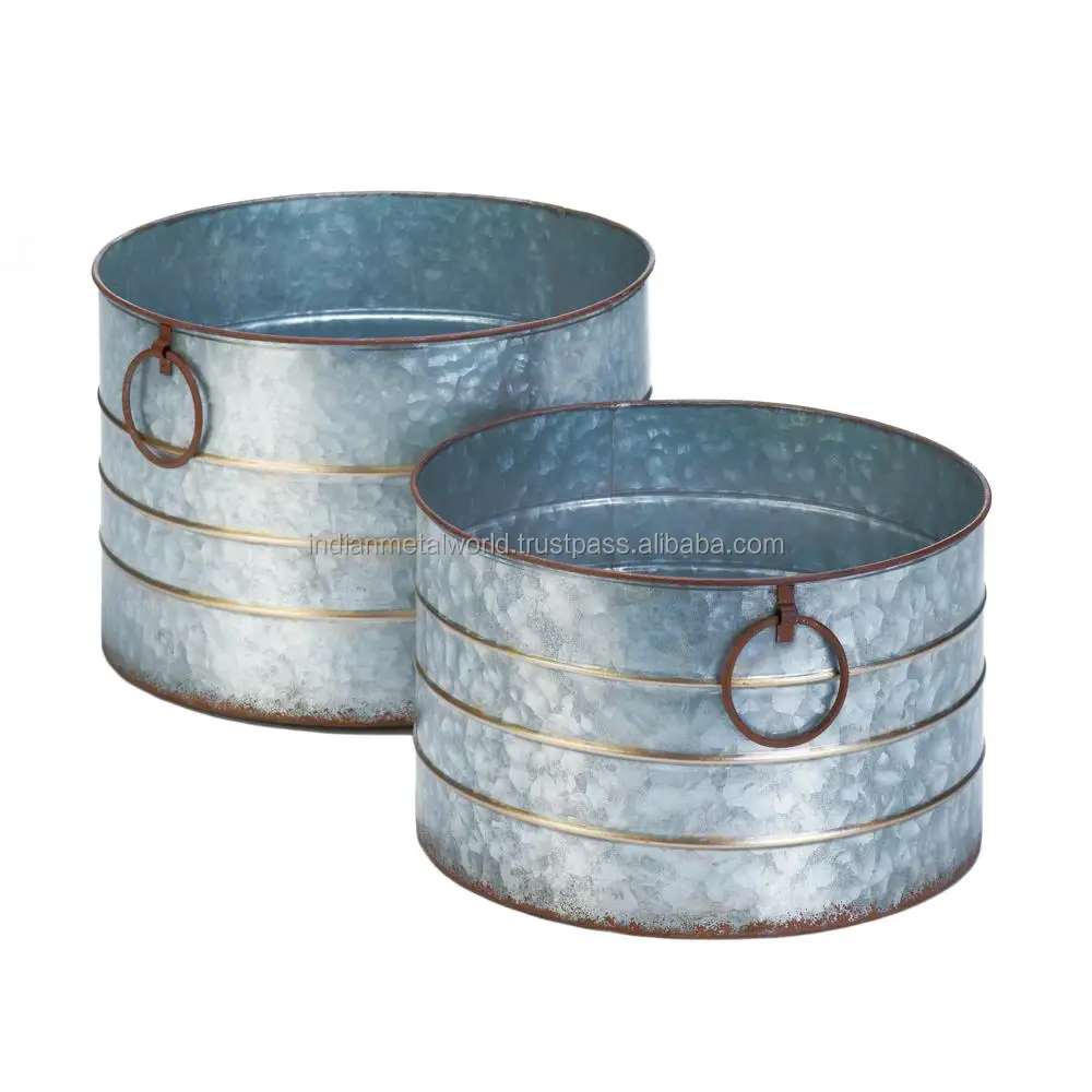 Large galvanized planter for decor manufacturers of modern iron planters long lasting quality flower pots for sale