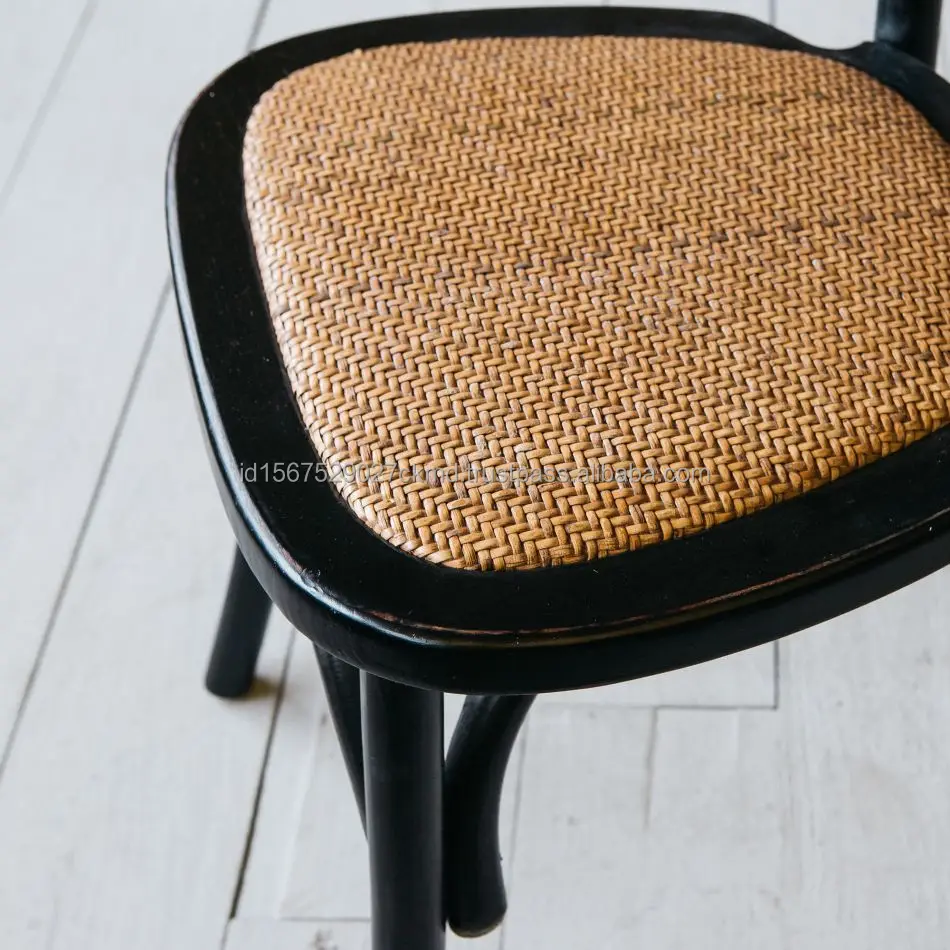 High Quality Modern Solid Wood Rattan Woven Dining Chairs Home Restaurant