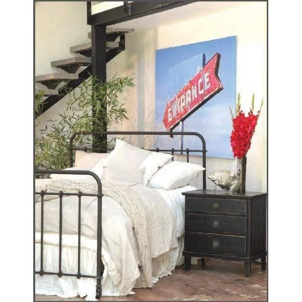 Classic Swedish Design Solid Reclaimed Old Wood Nightstand 3 Drawer Side