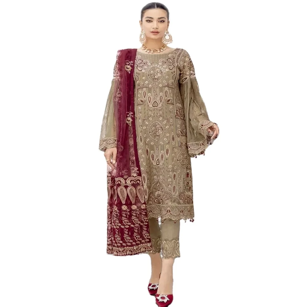 Premium Quality 2022 Latest Design Wholesale Pakistani women wedding party wear shalwar kameez best stitching Quality