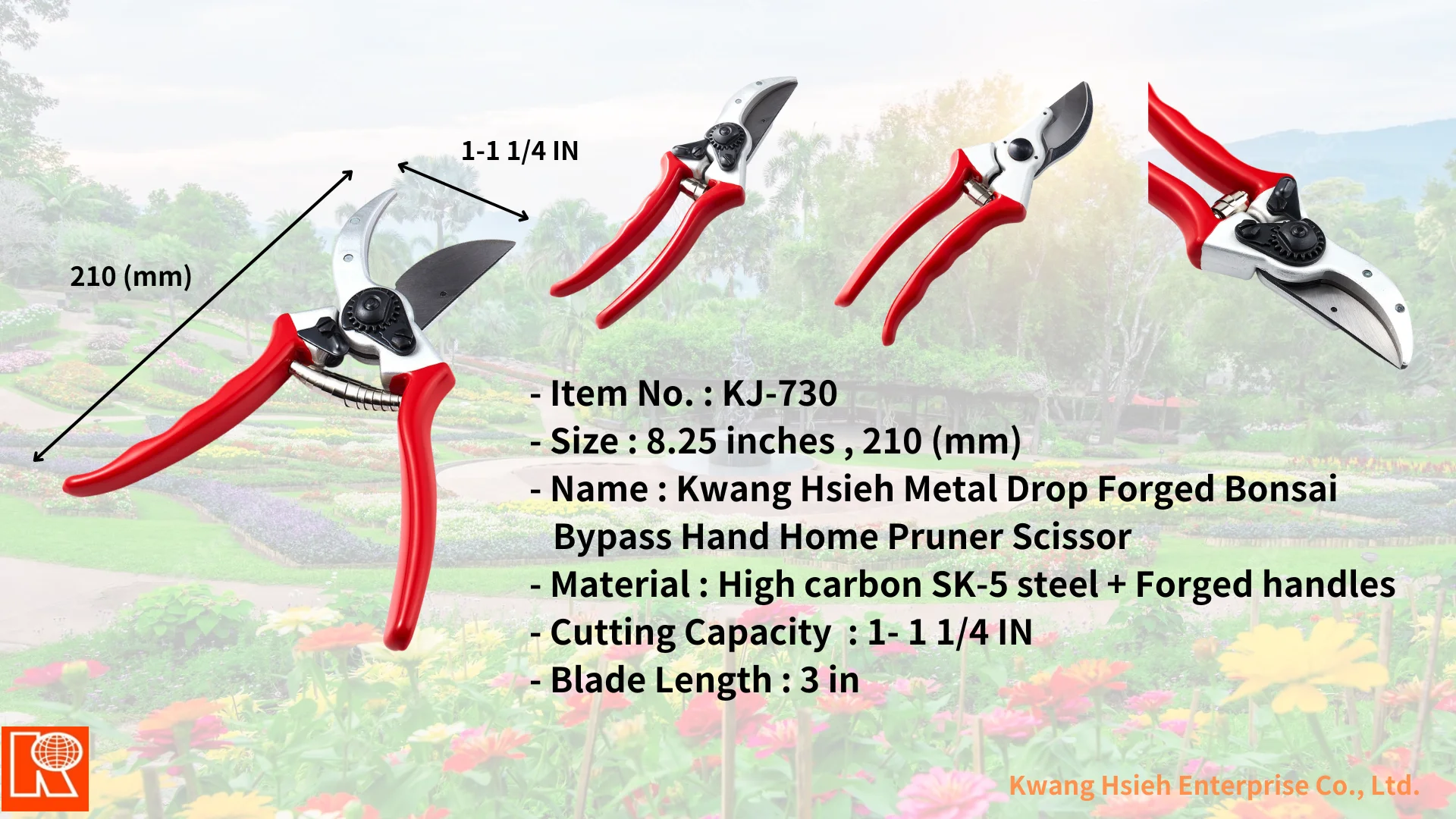 Kwang Hsieh Metal Drop Forged Bonsai Bypass Hand Home Pruner Scissor