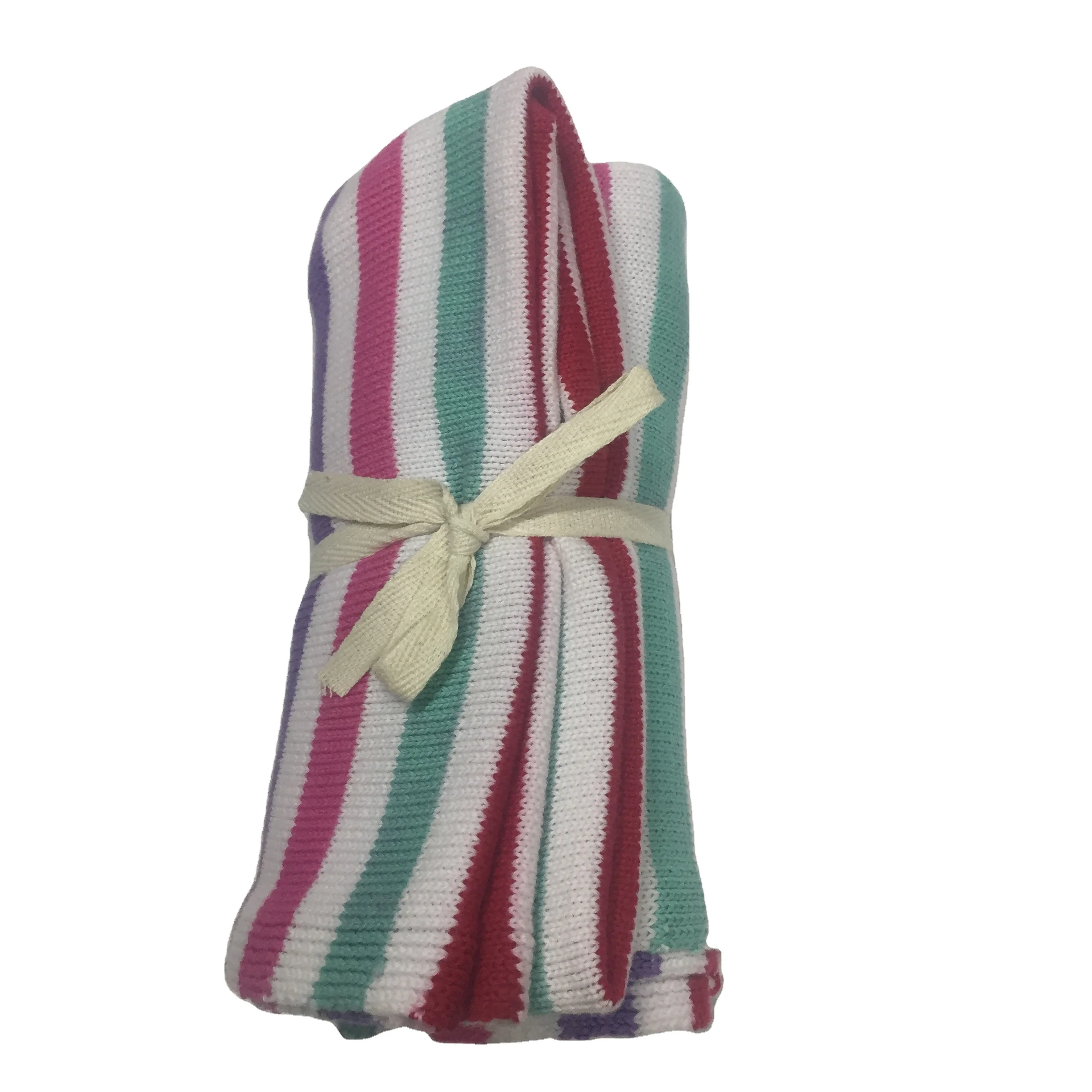 High quality 100% Organic cotton knitted Baby Blankets/ Throws Knitted Balnkets