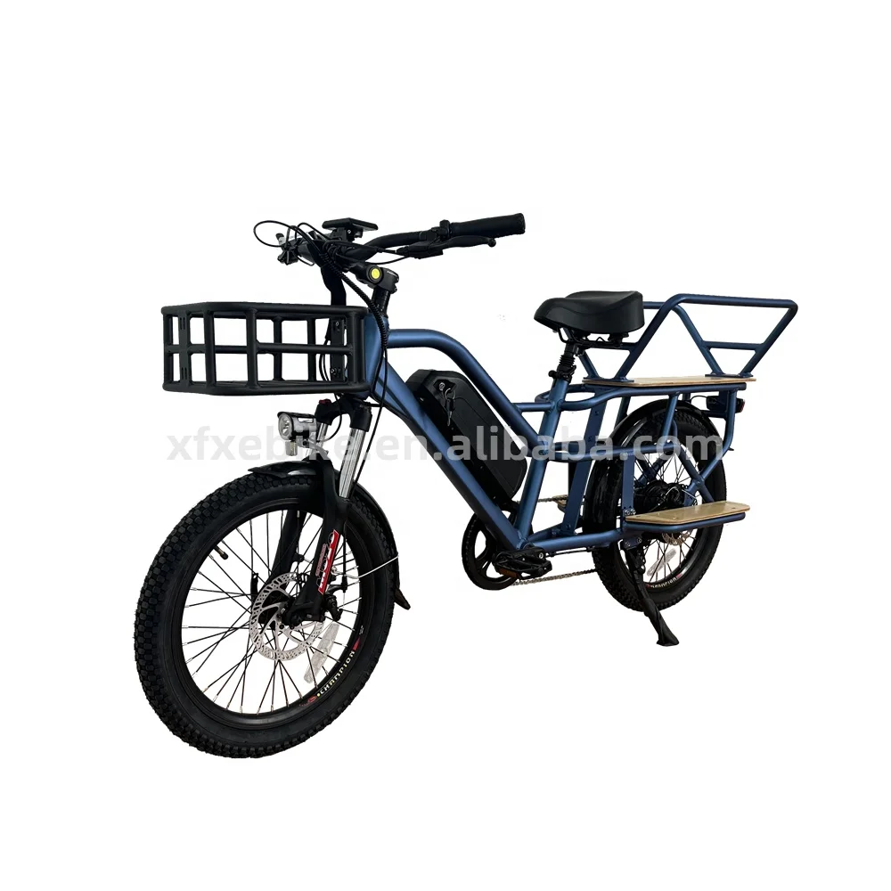 Convenient dual battery Optional long seat 20inch ebike bicycle 250W-500W powerful motor electric cargo bike