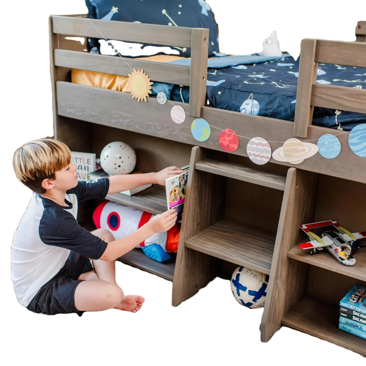 Quality Choice Stylish Wooden Bunk Bed Storage Metal Ladder Kids Design Triple Bunk Bed