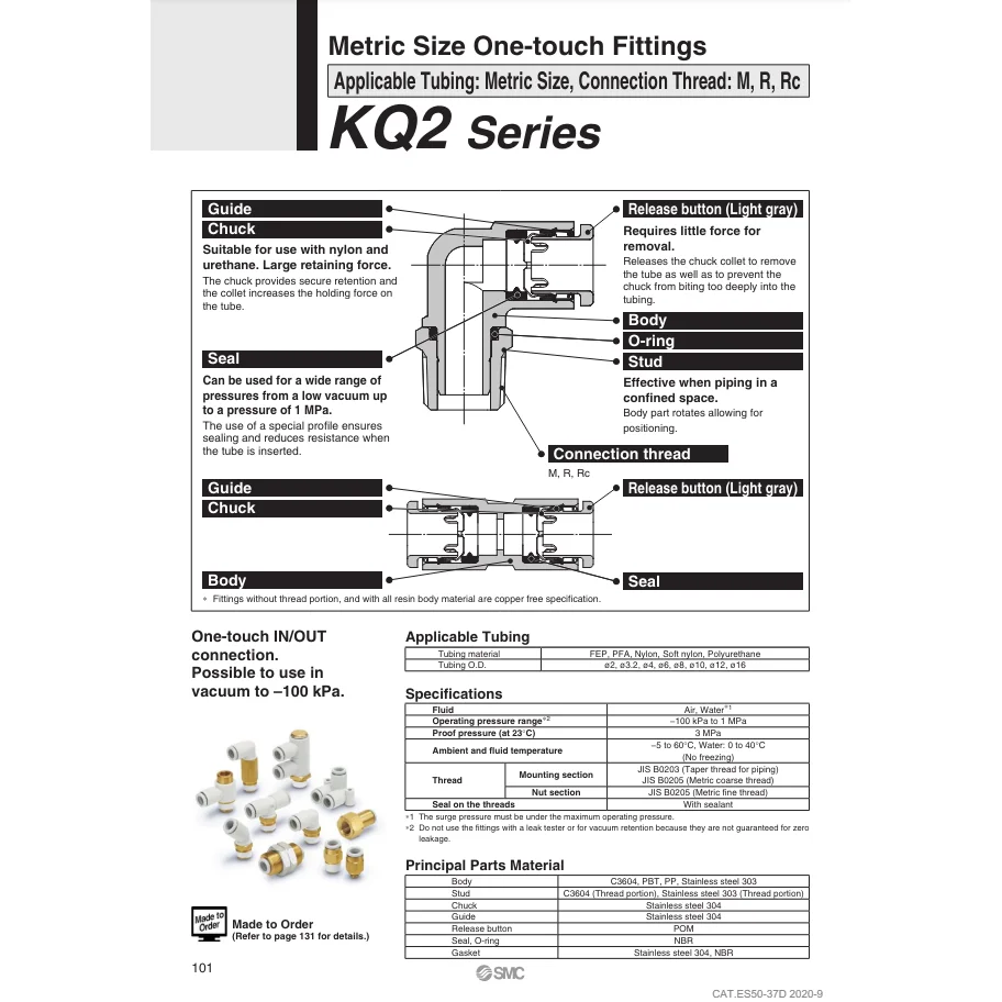 [SMC Pneumatics]One-touch Fitting KQ2S12-03AS