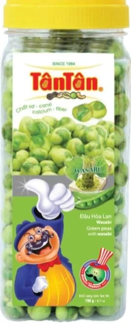 PRODUCT Snacks FROM VIETNAM BY TAN TAN COMPANY BRAND THAT IS GREEN PEAS WITH WASABI WITH OEM PACKAGING  OEM QUALITY