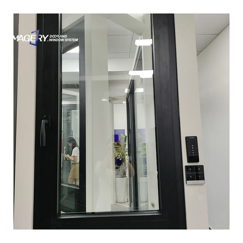 Modern Design Casement Window Smart Electric Remote Automatic Guillotine Aluminum Double Glass Swing Horizontal Minimalist Style
