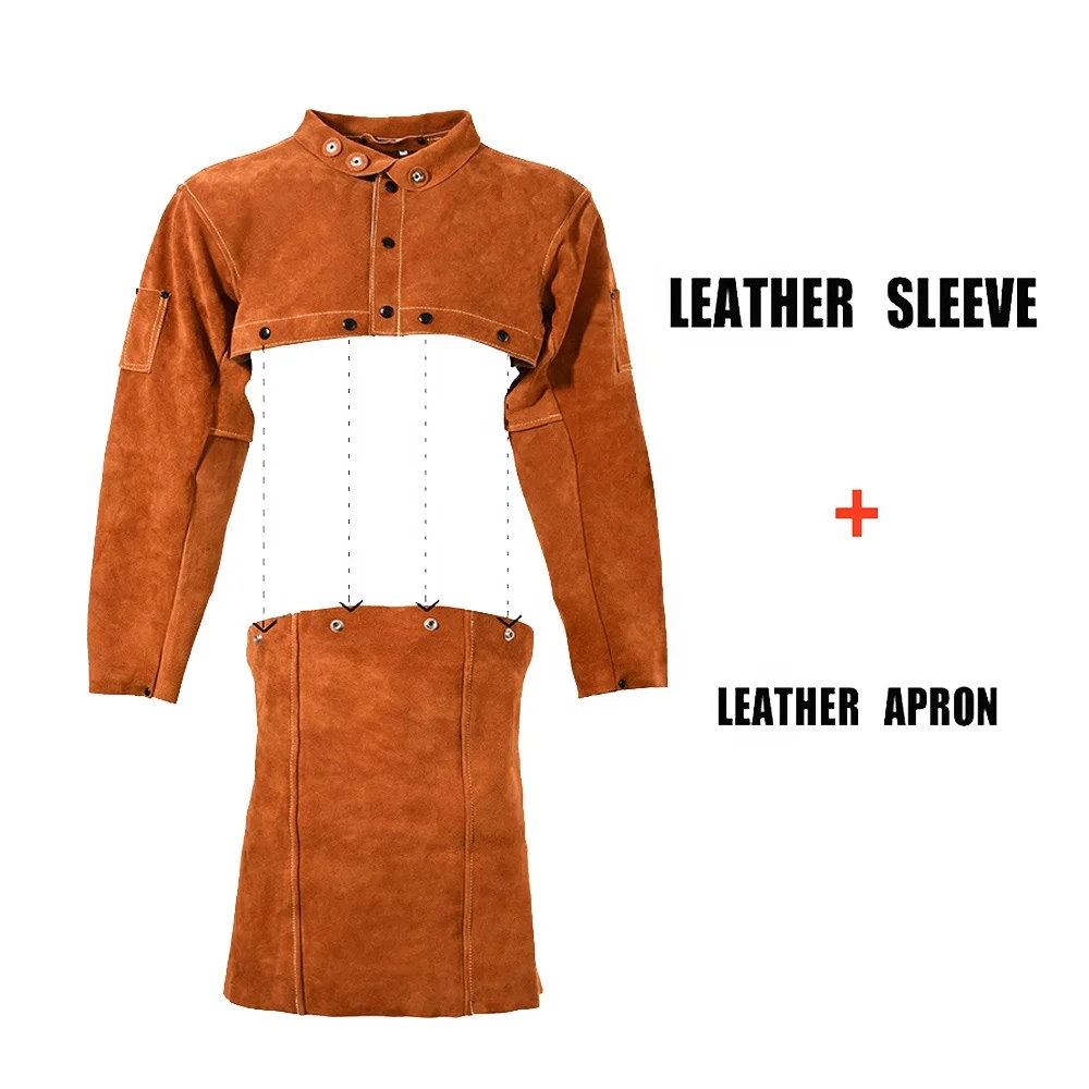 Leather Welding Jackets Flame Resistant Welder Safety Clothes Long Sleeves Welding Work Jacket