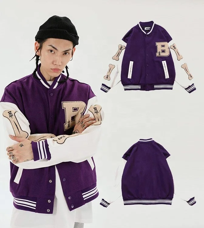 Unisex custom varsity jacket leather sleeve embroidery varsity jacket baseball team vintage letterman varsity jacket for men