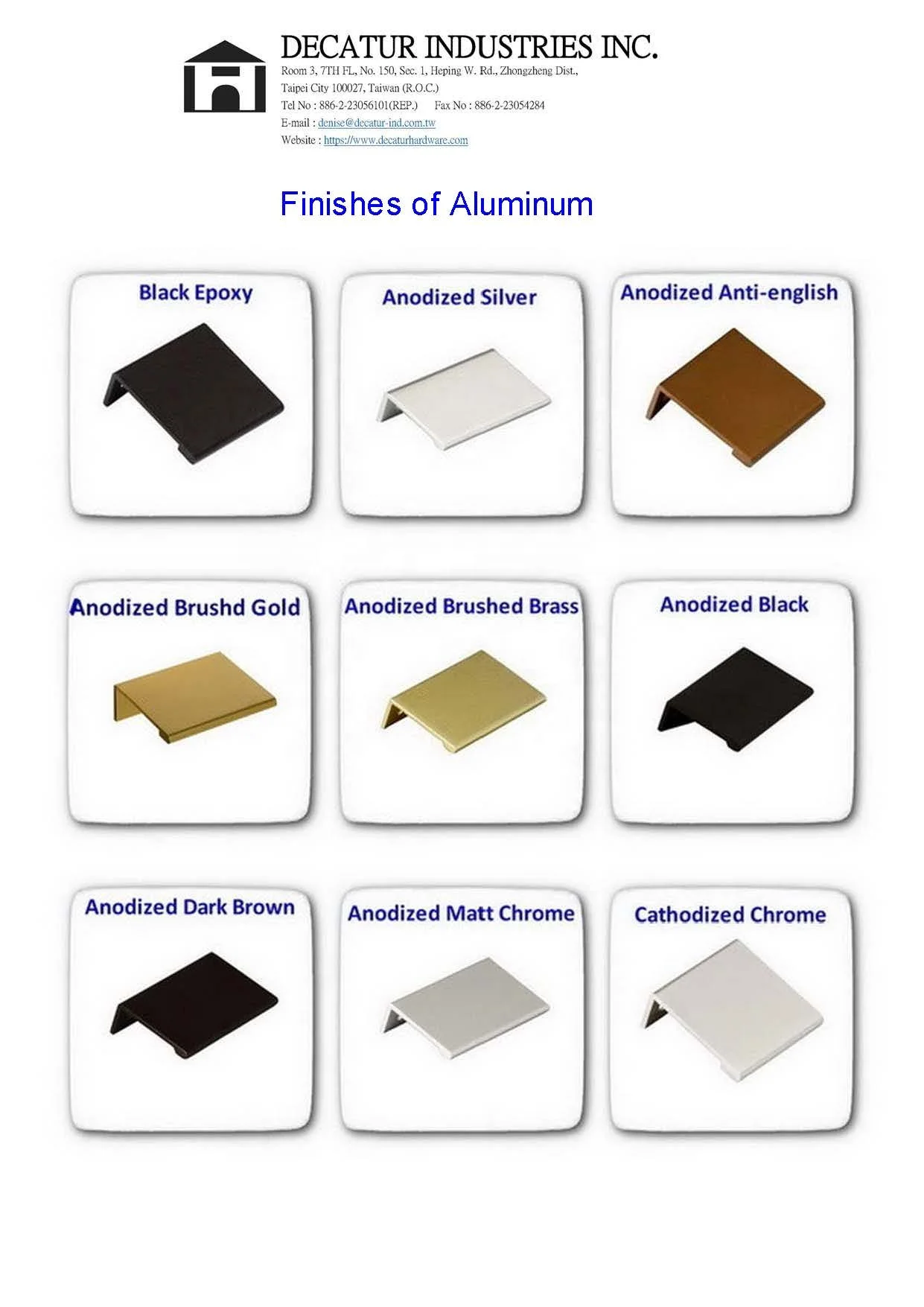 Furniture Cabinet Drawer Flat Aluminum Knob