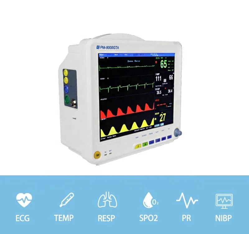 Rainbow medical multi-parameter patient monitor with trolley 6-para vital signs monitoring system