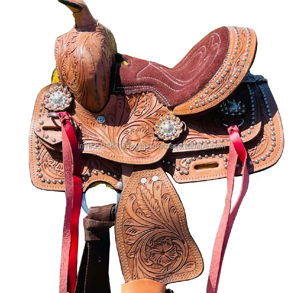 Top Trending Premium Leather Western Barrel Brown Soft Seat Horse Tack Saddle With Best Price Manufacturing From India