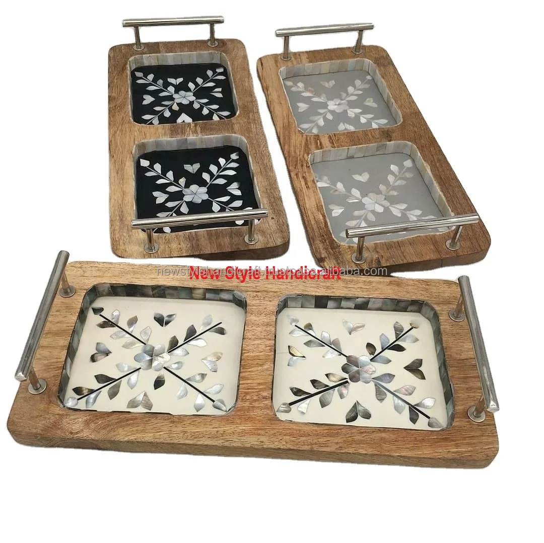  Новый стиль сервировочный поднос ручной работы оптовая продажа Самые продаваемые товары металлическая ручка Декор для дома декоративный