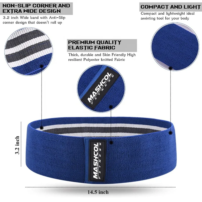 Hot Sale Custom Logo Booty Bands 3 Piece Kit Set Fitness Rubber Elastic Exercise Resistance Bands For Home Workout