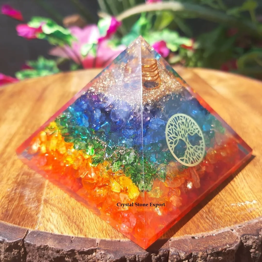  Пирамида семь чакр-ОРГОН с деревом жизни: оптовые пирамиды оргона: оргона для защиты/заживления Эмс