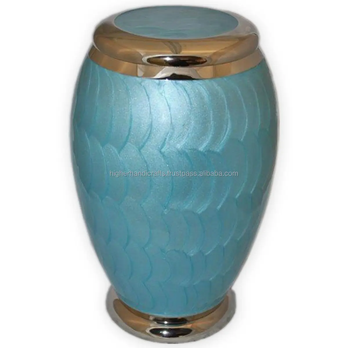 Spring Green Beautiful Enameled Cremation Urn for Ashes Adult Size Urns Solid Aluminium Burial Urn Funeral Wholesale Supplies