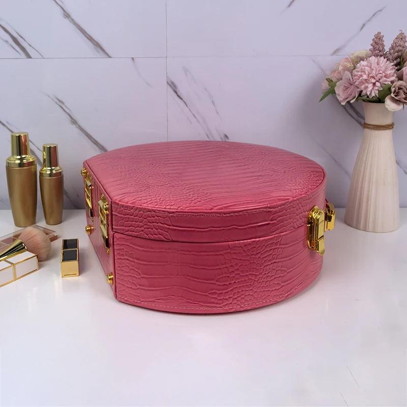 Tabletop Mirror Cosmetics Station Makeup Case with Dimmable LED Lights and Carrying handle