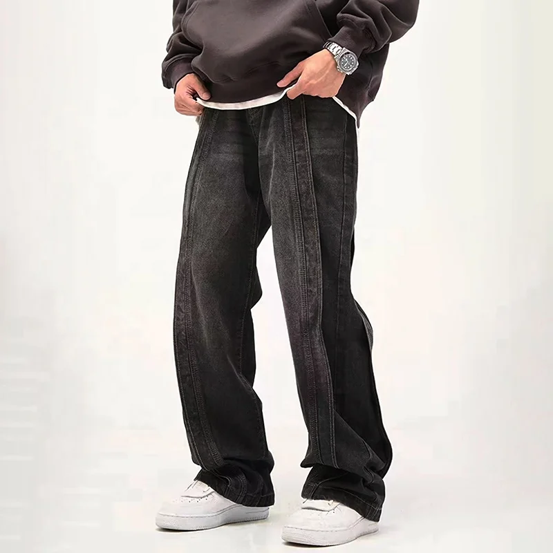 GDTEX custom denim jeans manufacturer hip hop streetwear jeans pant men black jeans for men