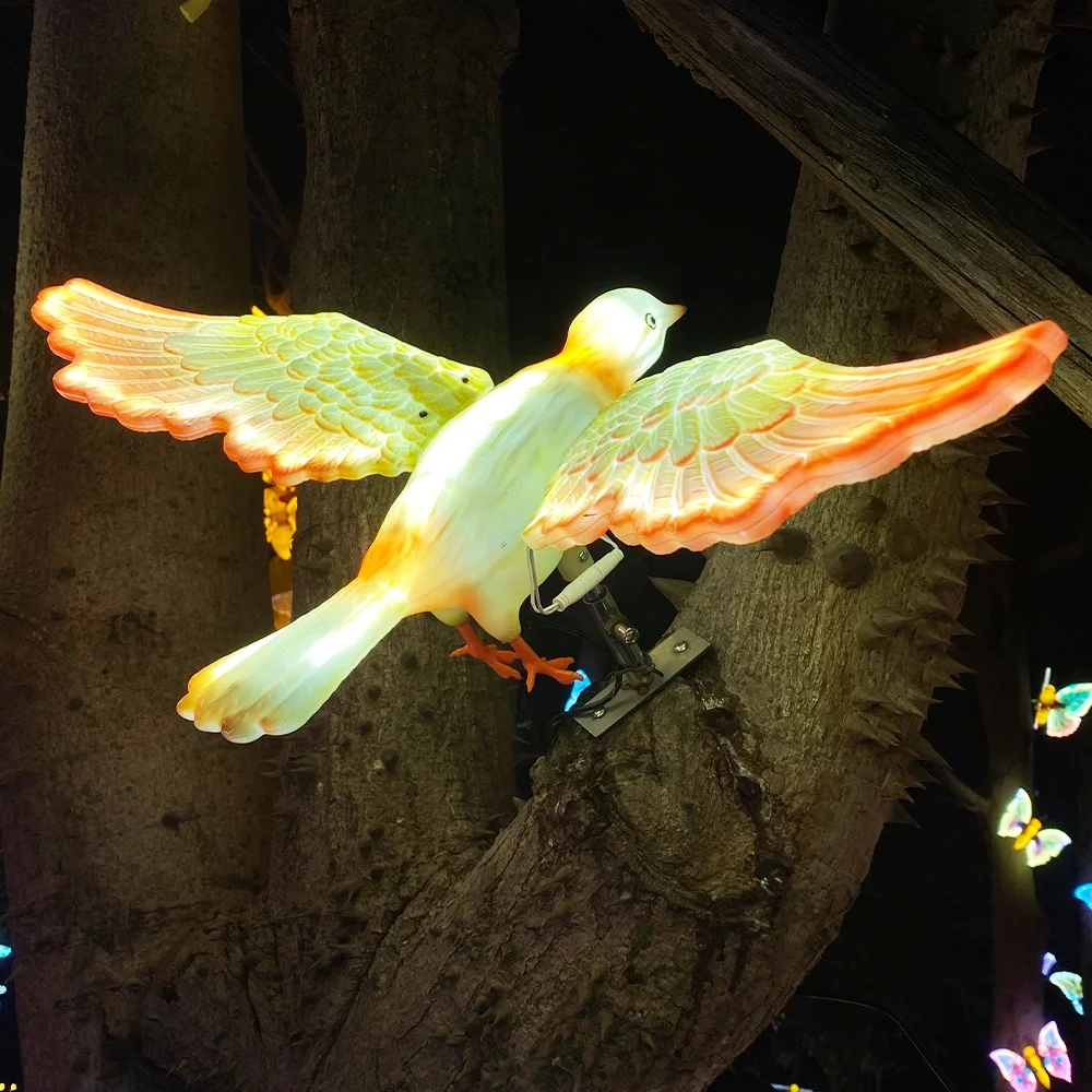 White yellow light blue abs shell glowing animal festival christmas decorations outdoor led 3d bird motif decoration