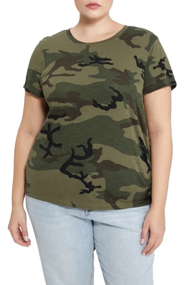 Ladies T shirts Summer Fashion Tee shirts Lightweight Short Sleeve Camouflage Printed Tshirt for Women