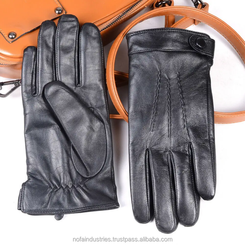 Новые Зимние перчатки для вождения, теплые высококачественные перчатки из натуральной козьей кожи для сенсорных экранов, перчатки для вождения с кнопками на запястье