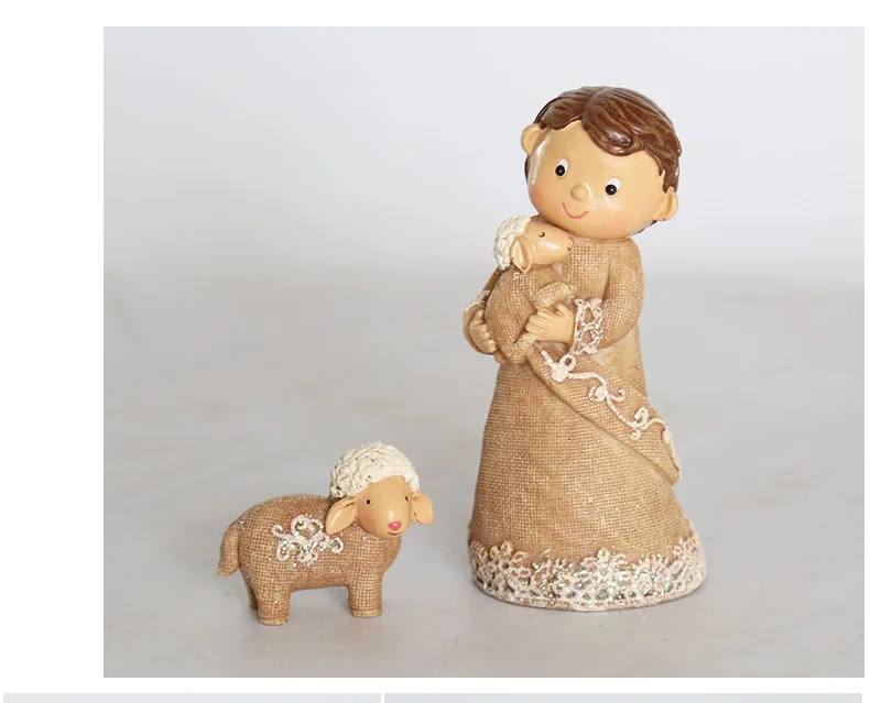 Custom Miniature Rustic Kids Christmas Nativity Scene Figurine set Small Decorative Religious Christian Figurines Jesus Manger