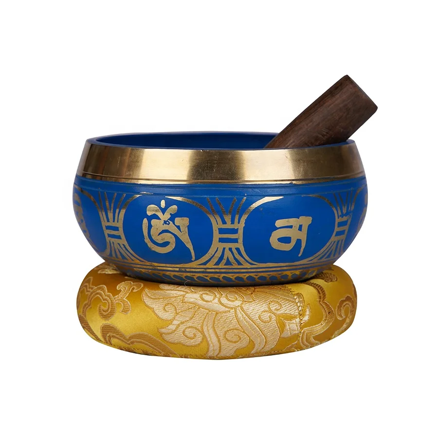 Brass Healing Bowl Tibetan Meditation Bowl Craft Bowl NP Print Seven Chakra Full Moon Metal Handmade in Nepal Bronze Buddhism