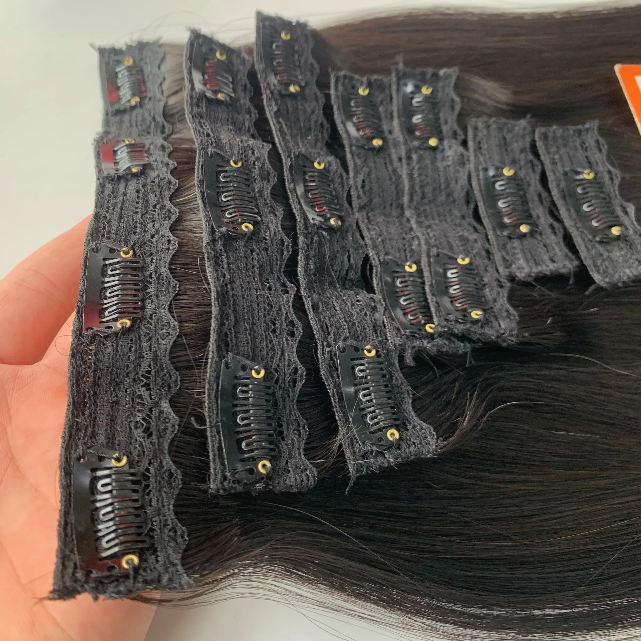 Factory Wholesale Price Best Selling Clip In Straight Hair Black Color 100% Vietnamese Human Hair Silky Smooth Chemical Free