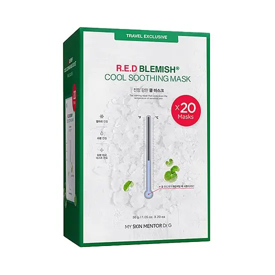 New Arrival Hot Selling Korean Skincare Product Wholesale R.E.D BLEMISH COOL SOOTHING MASK 20 PIECES by Lotte duty free