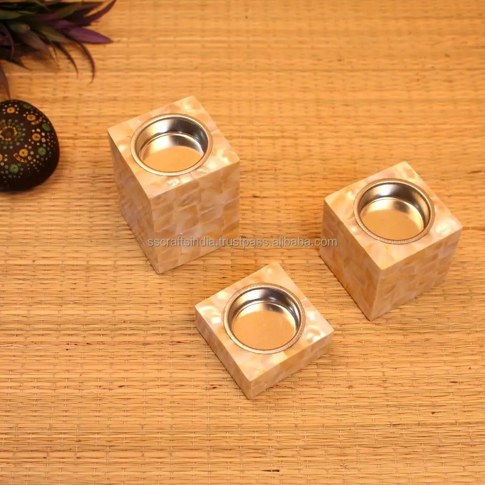 High Quality Handmade Mother of Pearl Candle Holder Indian Manufacturer Tea Light Decoration for Export