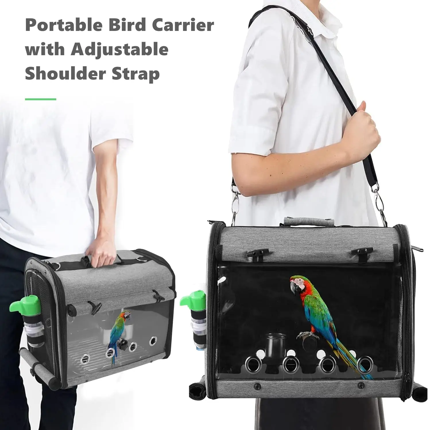 Bird Carrier Bag Bird Travel Cage Backpack for Parrot, Portable Pet Transparent Breathable Travel Cage