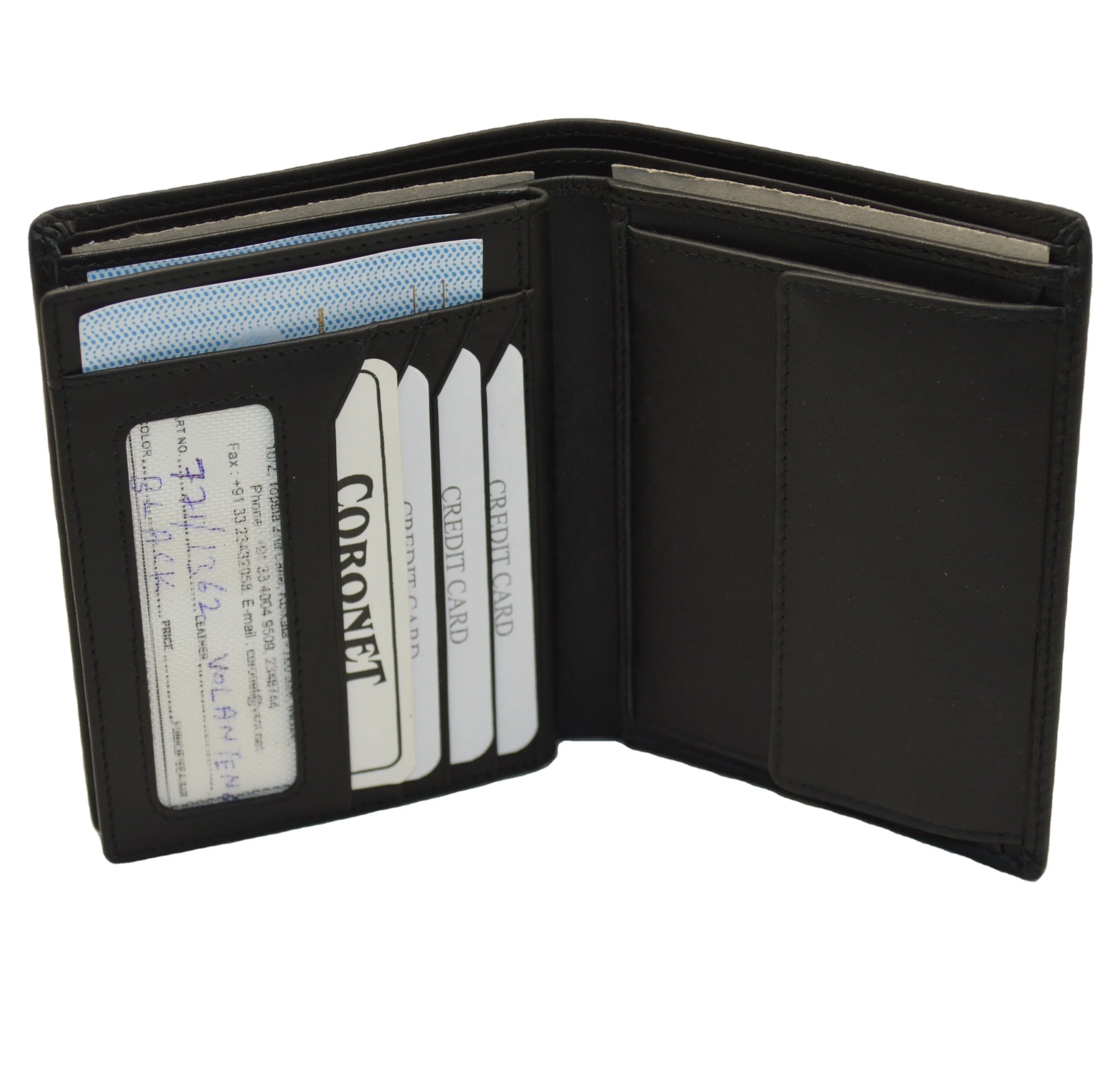 High Quality Black RFID Travel Wallet for Men Custom Logo Luxury Trifold Short Leather Wallet with Button Closure Card Holders