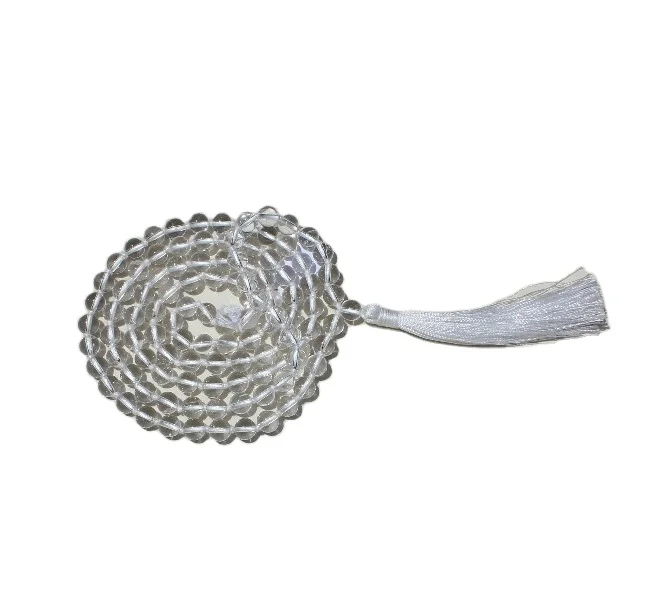 Buy Natural Clear Quartz All Colors 108 Knotted Sphatik Mala Beads Necklace Handmade by Indian Artist Featuring Pearl Main Stone