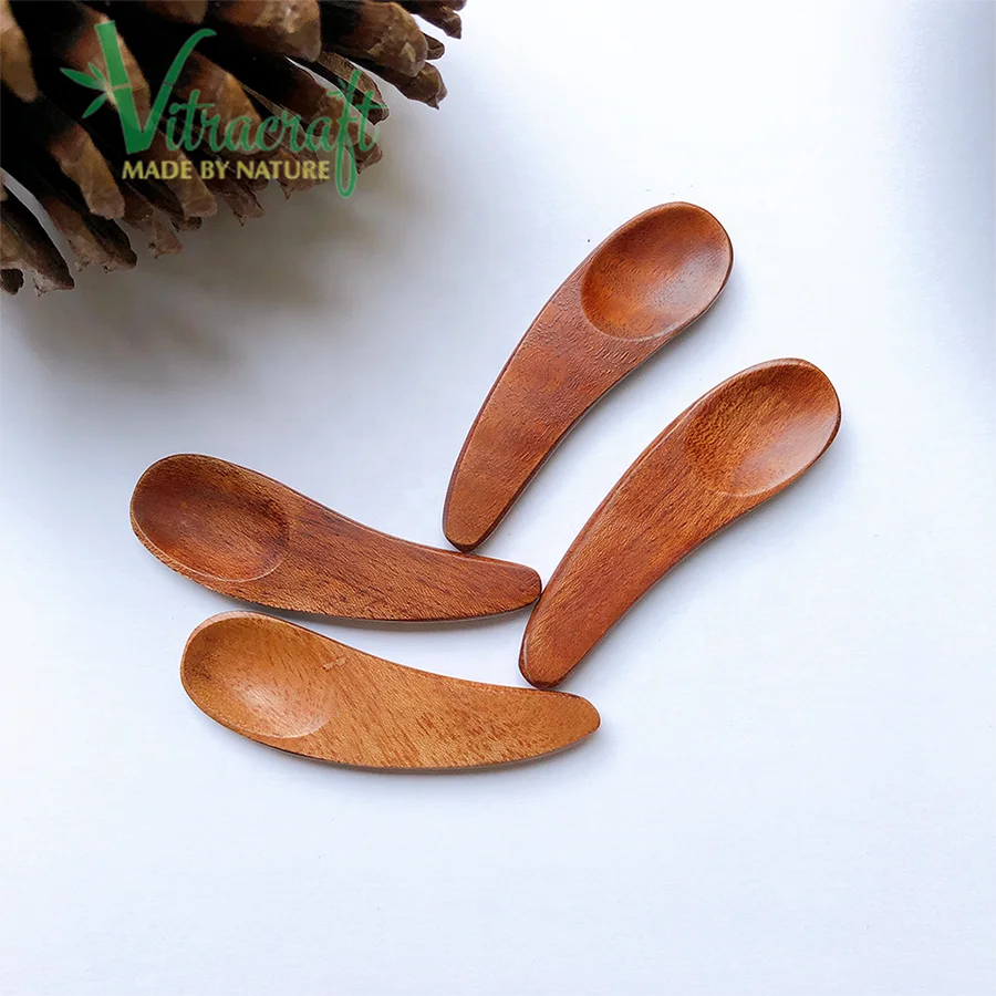 Handmade cosmetic wooden spoon Mini spoon Made from Vietnamese natural wood Face cream spoon Safe for your skin Size 6cm