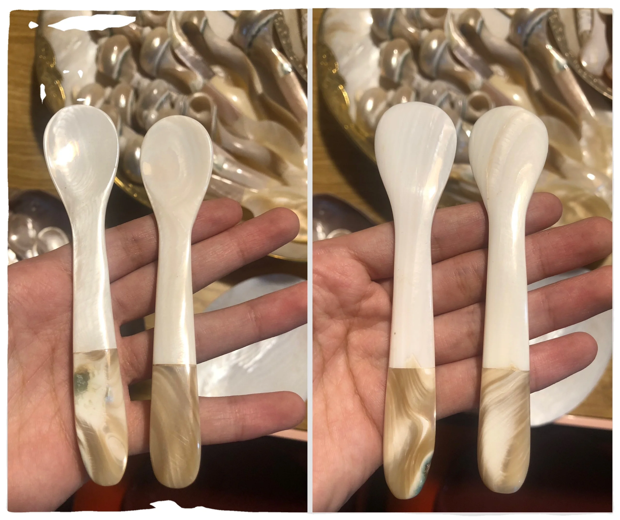 Wholesale Mother Pearl Caviar Spoon and Placemat Natural MOP Vietnam Shell Pink White Black Kitchen Usage