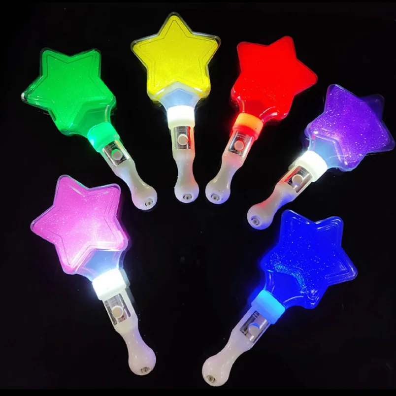 LED Flashing Magic Star Fairy Wand Toy Neon Fairy Magic Star Glow Wand Kids Carnival Light Stars Wand Promotional Party Supplies