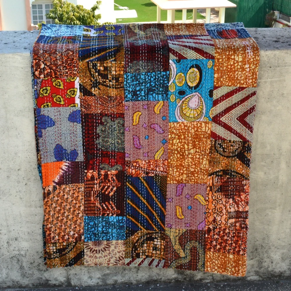 Mix lot Indian handmade Patch Kantha quilt Indian designer printed patchwork Patch Kantha gudari manufacturer wholesaler CPKQ029