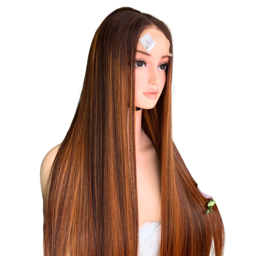 26 inches Piano Orange Color Vendor Wholesale Transparent Glueless Lace Wig Virgin Bone Straight 100% Vietnamese Human Hair