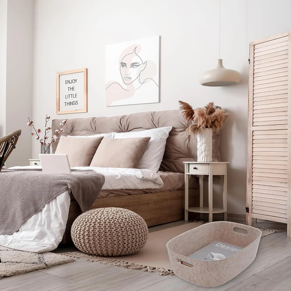 bsci oem  multi-function stackable felt box bin organizer container thermoforming felt storage basket