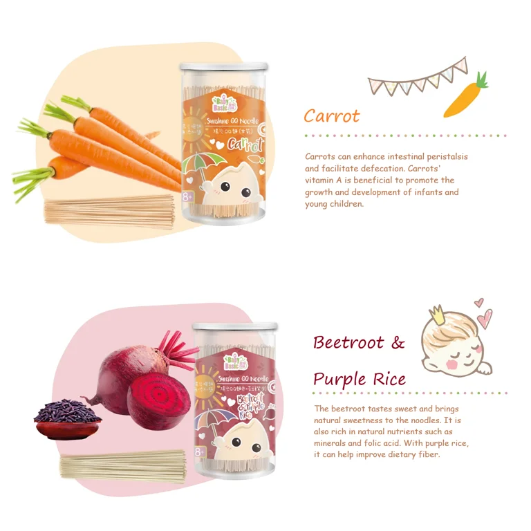 Dropshipping best seller Baby Basic Healthy and Safe Beetroot Purple Rice Vitamin B Sunshine QQ Noodle Baby Complementary food