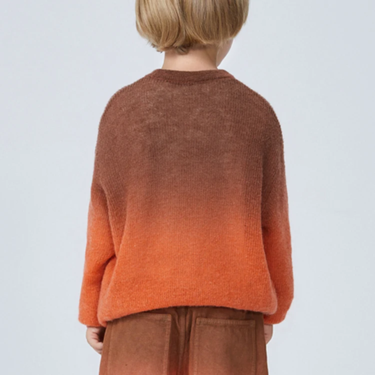 Customized autumn and winter baby round neck knitted sweater boy gradient knitted sweater custom logo color causal boy sweater