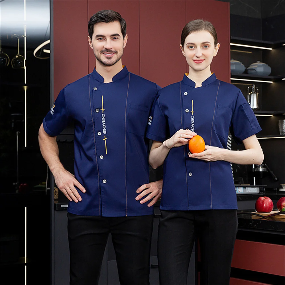 Hidden placket western Uniformes chef wears long sleeve chef jacket and hospitality uniform for hotel and restaurant