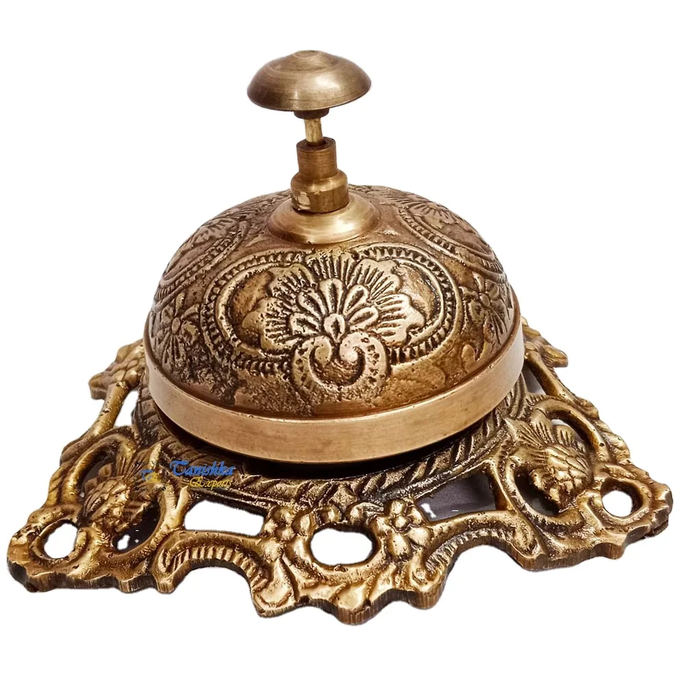 Настольный Латунный Колокольчик декоративный для офиса гостиницы сборный однотонный с цветочным узором дизайнерский