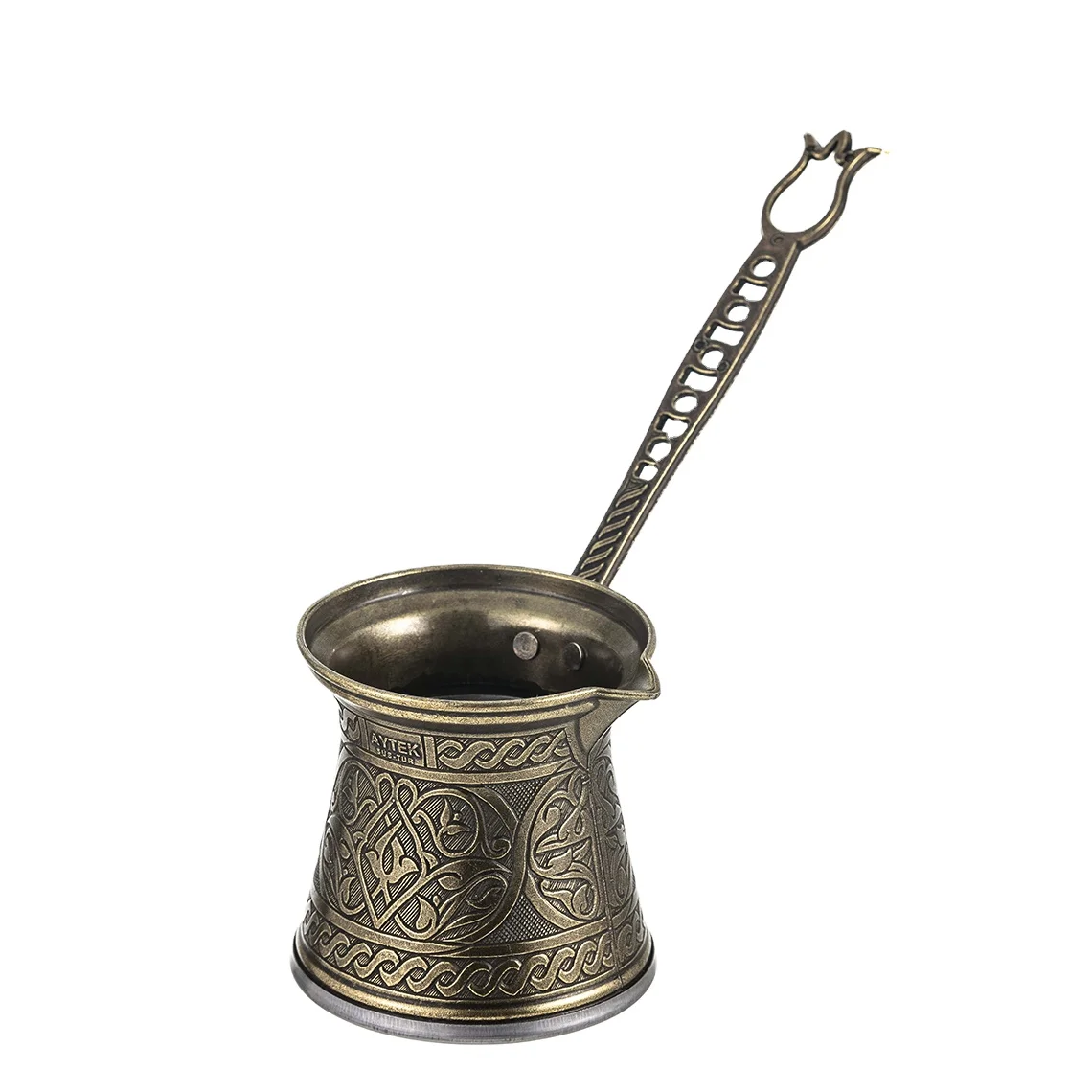 Handmade Turkish Coffee Pot Camping Coffee Pot for the Stove Top Greek Arabic Coffee Maker Cezve with Brass Handle