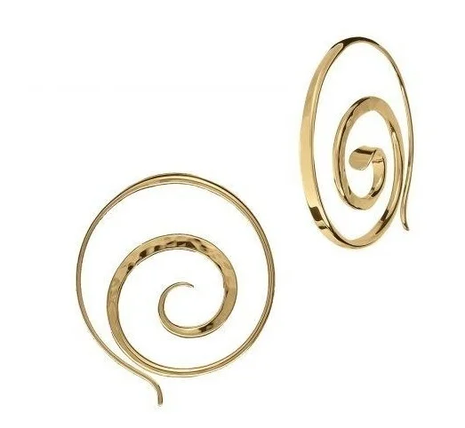 A Fabulous Earring 925 Sterling Silver Custom Spiral Design Plain 14K Gold Plated Exclusive Jewelry as Office Wear at Low Price