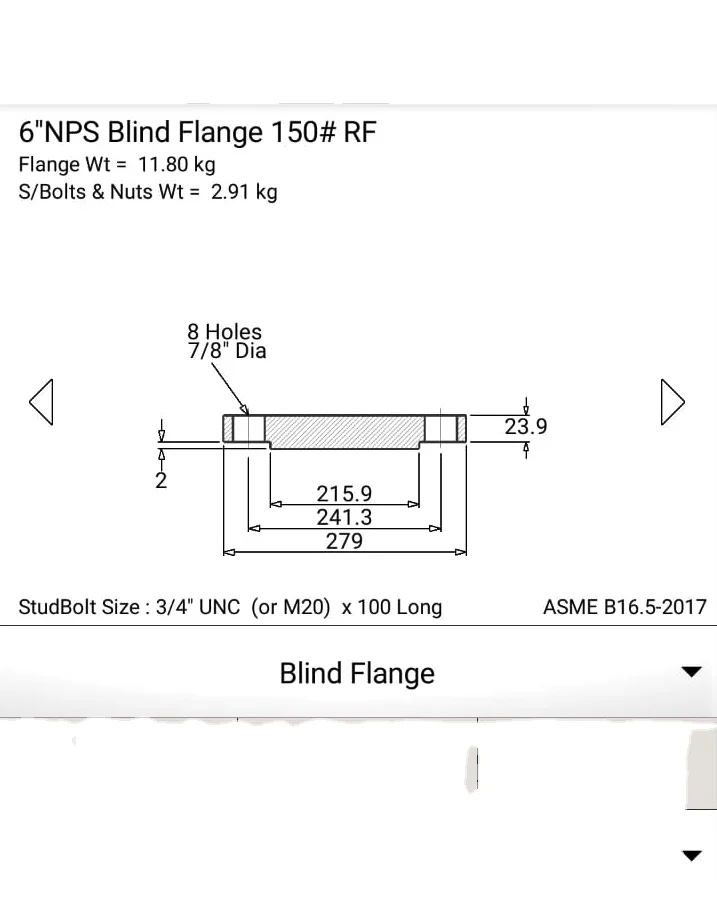 SS BLIND FLANGE 150 NB CLASS 150