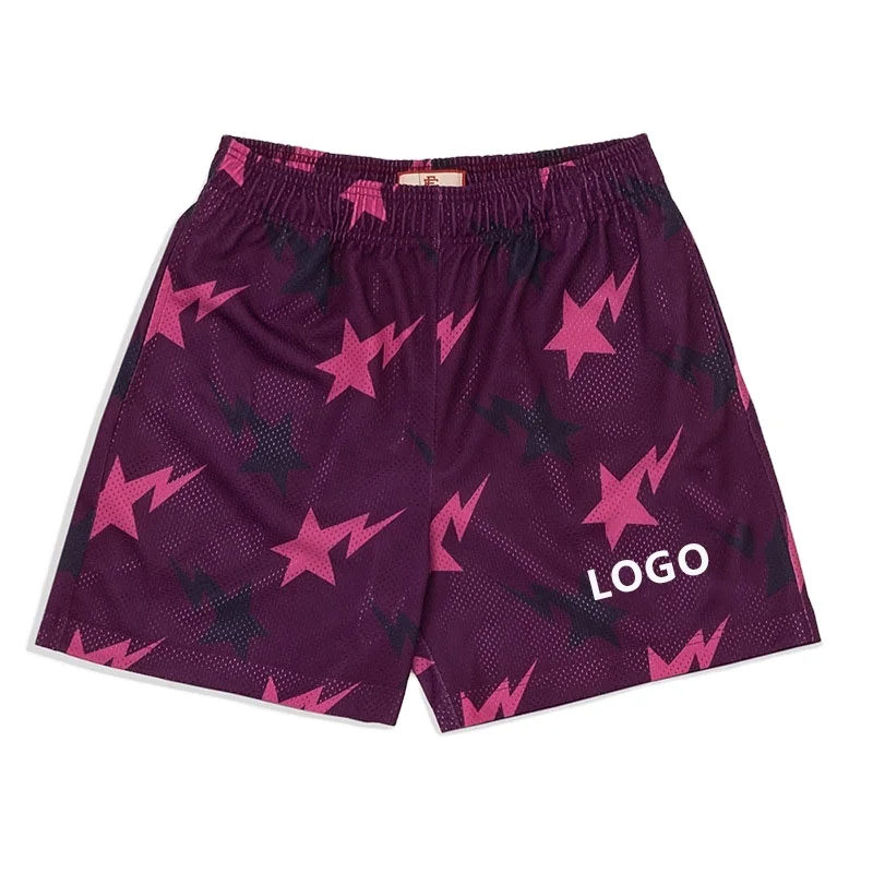 Men Summer Boxer Mesh Polyester Gym Graphic Track Camo Sweat Shorts